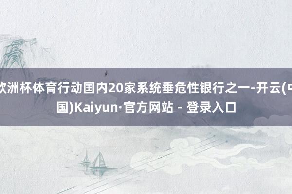 欧洲杯体育行动国内20家系统垂危性银行之一-开云(中国)Kaiyun·官方网站 - 登录入口