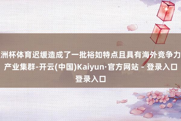 欧洲杯体育迟缓造成了一批裕如特点且具有海外竞争力的产业集群-开云(中国)Kaiyun·官方网站 - 登录入口