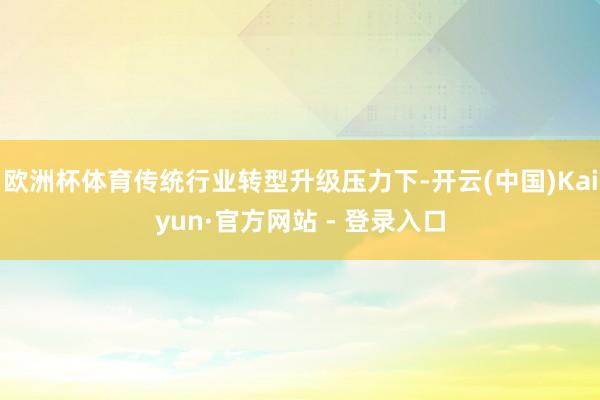 欧洲杯体育传统行业转型升级压力下-开云(中国)Kaiyun·官方网站 - 登录入口
