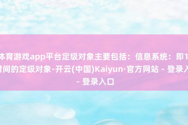 体育游戏app平台定级对象主要包括：信息系统：即1.0时间的定级对象-开云(中国)Kaiyun·官方网站 - 登录入口